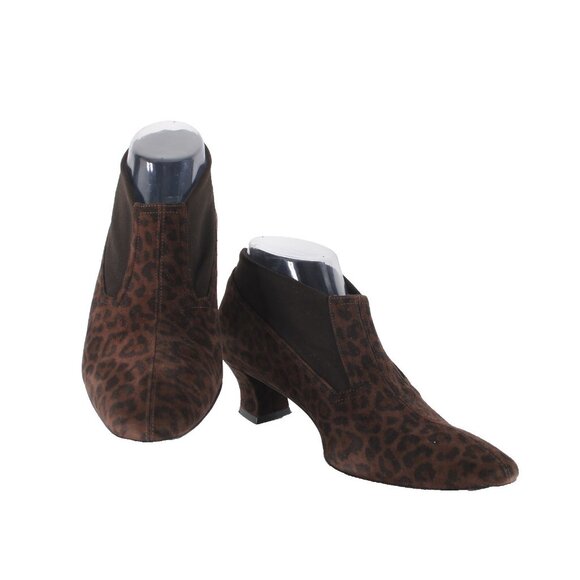 Thierry Rabotin Booties Rena Sz 38.5 Brown Animal Print 2" Ankle Booties - Picture 2 of 13